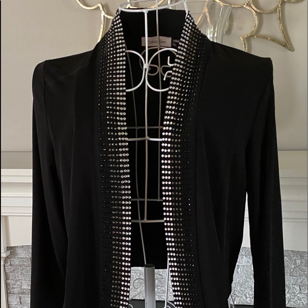 Calvin Klein, Deep Black, Beaded Bolero.